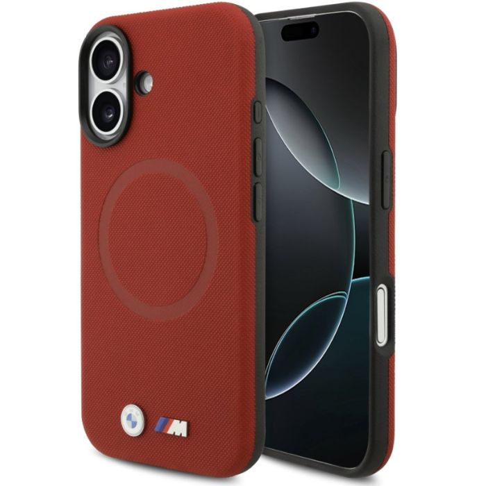 Obal BMW M FW Metal Logo Apple iPhone 17 BMHMP17S25PFWSMR červený