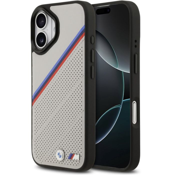 Obal BMW M Tricolor Perforated Pattern MagSafe Apple iPhone 17 BMHMP17S25PCSPEG sivý