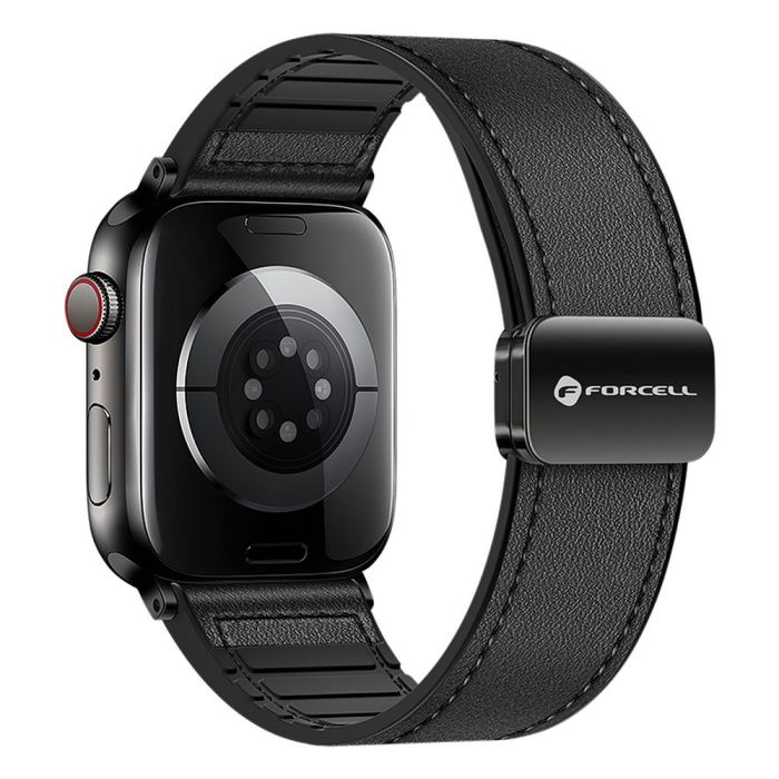 Remienok FORCELL F-DESIGN FA21 magnetický eko koža Apple Watch 42/44/45/49mm čierny