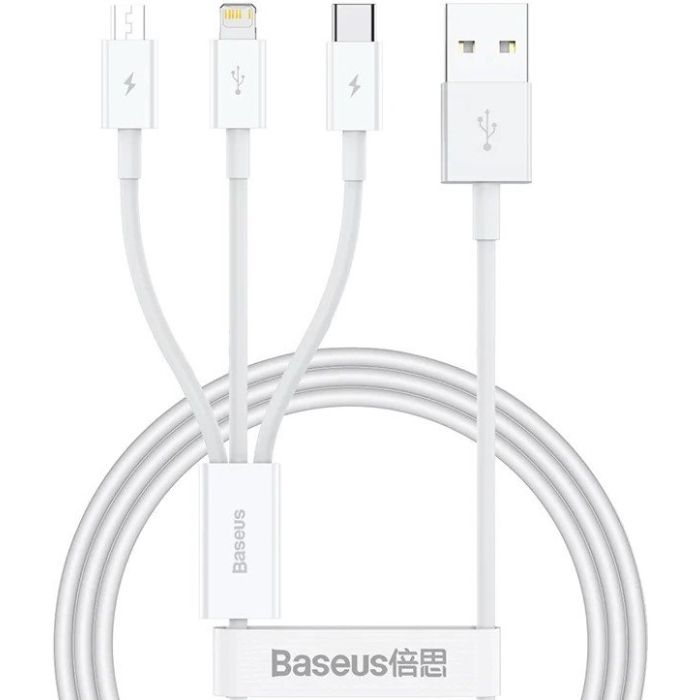 Baseus Superior Series Fast Charging USB-A - USB-C/microUSB/Lightning 3.5A 1m biely