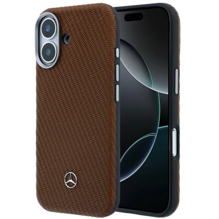 Obal Mercedes PU Leather Wood Semi Wrap MagSafe Apple iPhone 17 MEHMP17S25PFWWPCA hnedý
