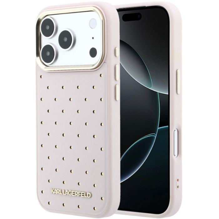 Obal Karl Lagerfeld PU Perforated Gold Dots MagSafe Apple iPhone 17 Pro KLHMP17L6PPDKLP ružový
