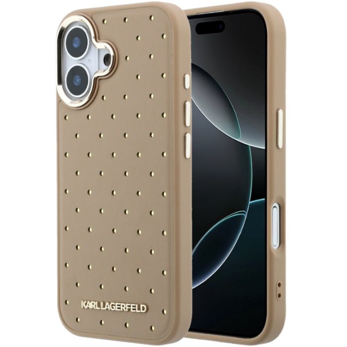 Obal Karl Lagerfeld PU Perforated Gold Dots MagSafe Apple iPhone 17 KLHMP17S6PPDKLE béžový
