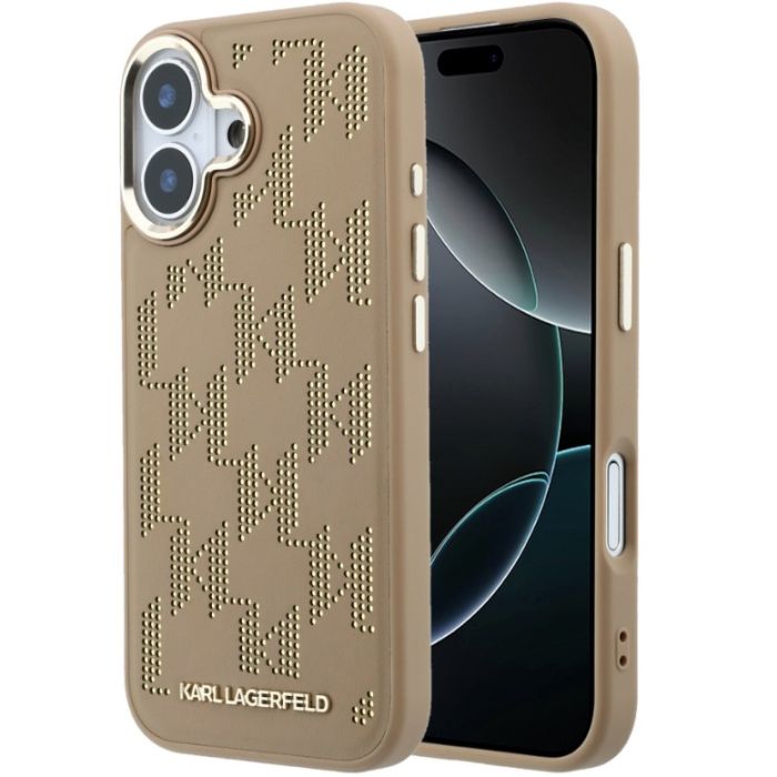 Obal Karl Lagerfeld PU Perforated Monogram MagSafe Apple iPhone 17 KLHMP17S6PPMDPE béžový