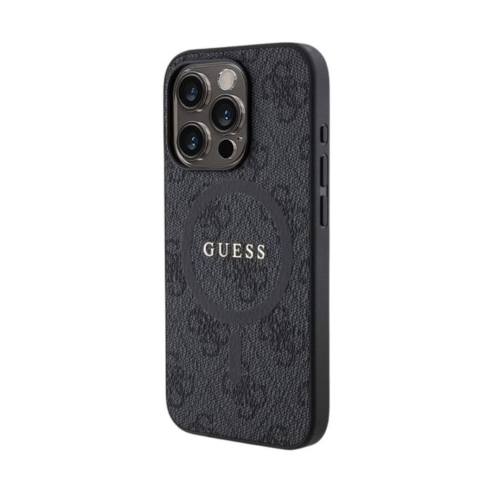 Obal Guess PU Leather 4G Colored Ring MagSafe Apple iPhone 15 Pro GUHMP15LG4GFRK Black