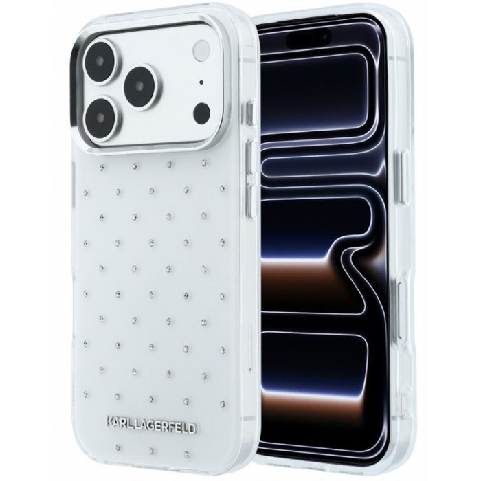 Obal Karl Lagerfeld IML Rhinestones Allover Magsafe Apple iPhone 18 Pro KLHCP18L6HCRDKLH biely