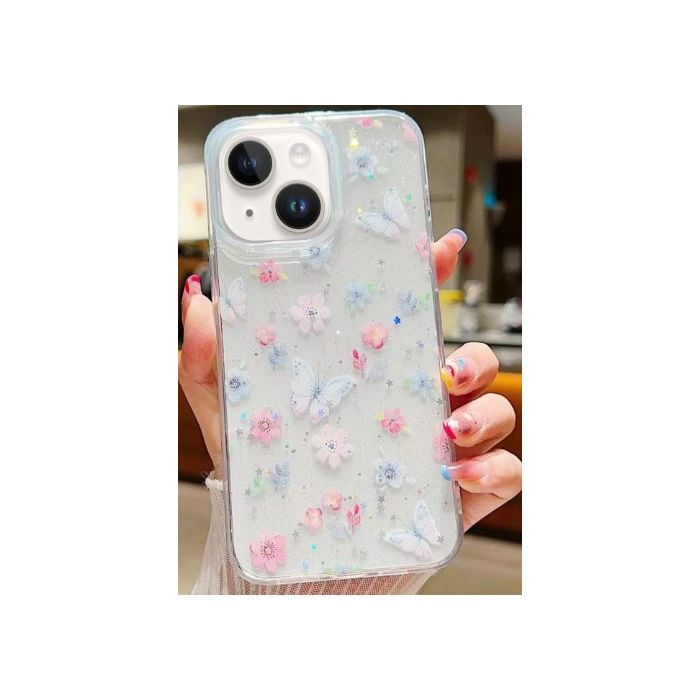 Obal Floral Epoxy TPU Apple iPhone 14 motýle