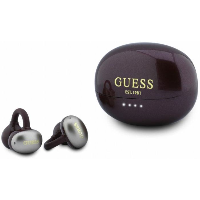Guess Metallic Finish Classic Logo OWS bezdrôtové slúchadlá GUTWSOL3MEGR bordové