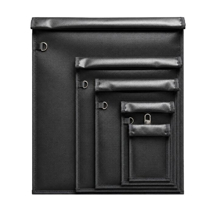 OTN-5 Set of 5 Fireproof RFID Signal Blocking Bags, čierny