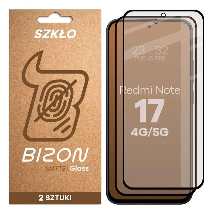 Ochranné sklo Bizon Matné Xiaomi Redmi Note 17 4G/5G čierne (2ks)